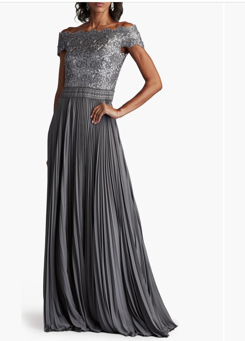 Tadashi Shoji Sequin Bodice Short Sleeve Gown - Size 18